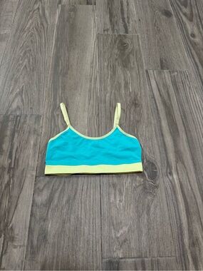 Kids' Turquoise & Yellow Crop Tank Top